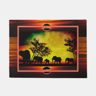 Elefanten Sunset Door Mat Fußmatte