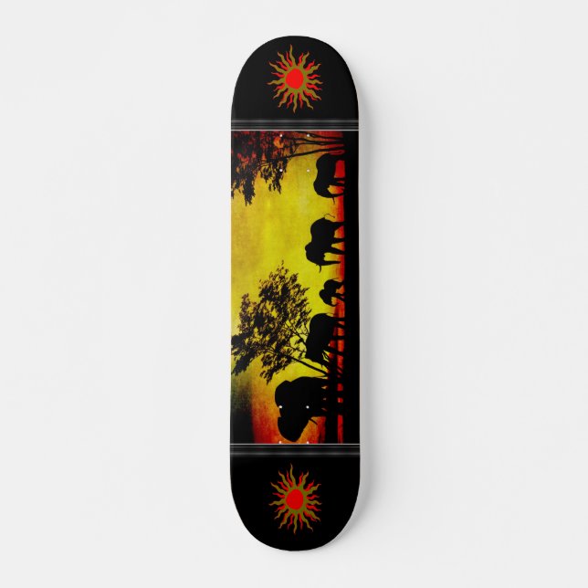 Elefanten Sunset Skateboard (Vorne)