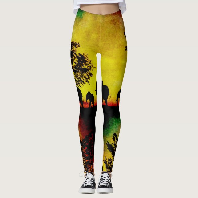 Elefanten Sunset Women's Leggings (Vorderseite)