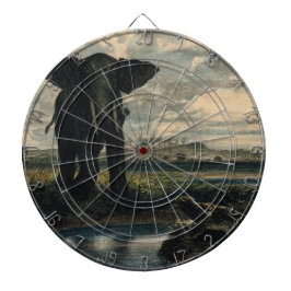 Elefanten und ein Panther in der indischen Wüste Dartscheibe