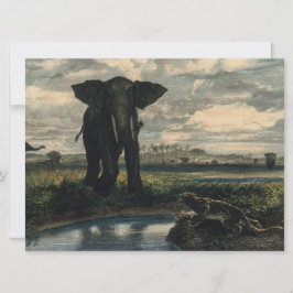 Elefanten und ein Panther in der indischen Wüste Karte