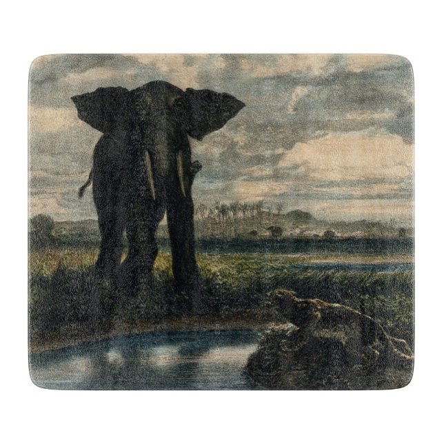 Elefanten und ein Panther in der indischen Wüste Schneidebrett (Vorderseite)