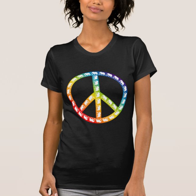 Elefanten und Friedenssymbol T-Shirt (Vorderseite)