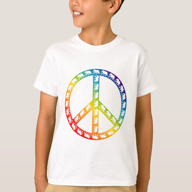 Elefanten und Friedenssymbol T-Shirt (Vorderseite)