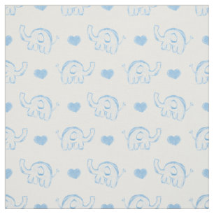 Elefanten und Herzen von Aquarellhühnern Stoff