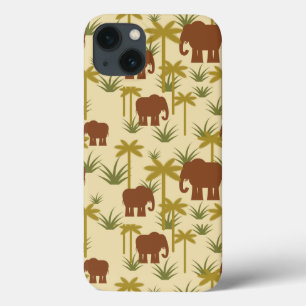 Elefanten und Palmen in Camouflage iPhone 13 Hülle