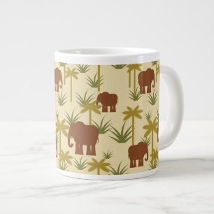 Elefanten und Palmen in Camouflage Jumbo-Tasse