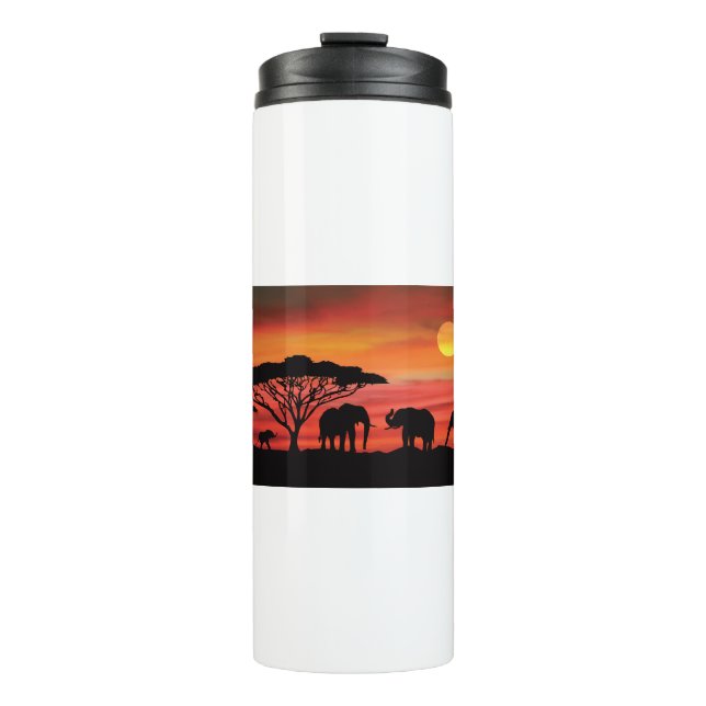 Elefanten-und-Sunset- Thermosbecher (Vorderseite)