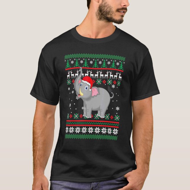 Elefanten Weihnachtsmannmütze UGLY Weihnachten Paj T-Shirt (Vorderseite)