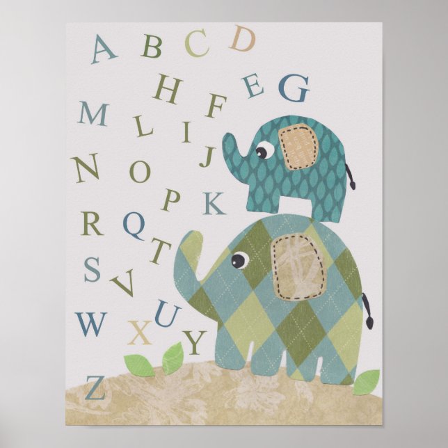 Elefantenalphabet aus niedlichem Kinderzimmer Poster (Vorne)
