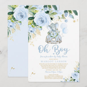 Elefantenantrieb mit Babydusche Einladung Blaue Ro