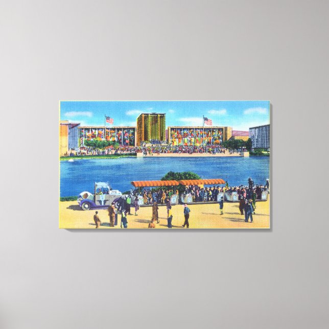 Elefantenbahn und Bundesstaatliche Bldg, CA World  Leinwanddruck (Vorderseite)