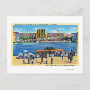 Elefantenbahn und Bundesstaatliche Bldg, CA World  Postkarte
