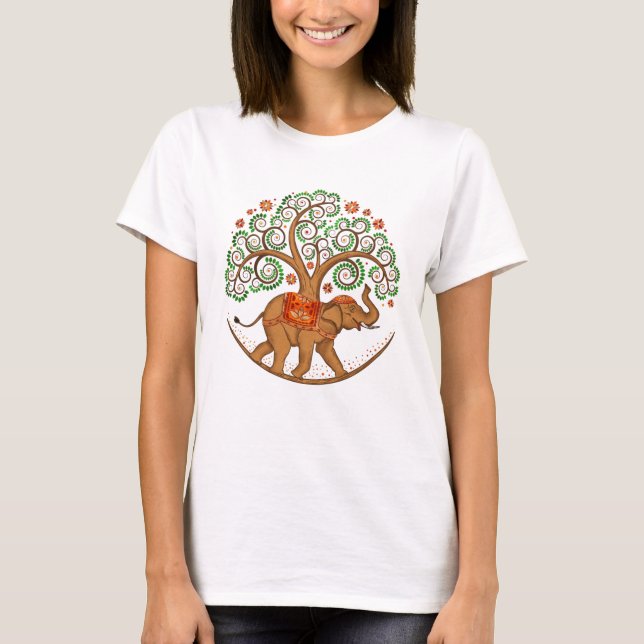 Elefantenbaum im T - Shirt Mandala (Vorderseite)