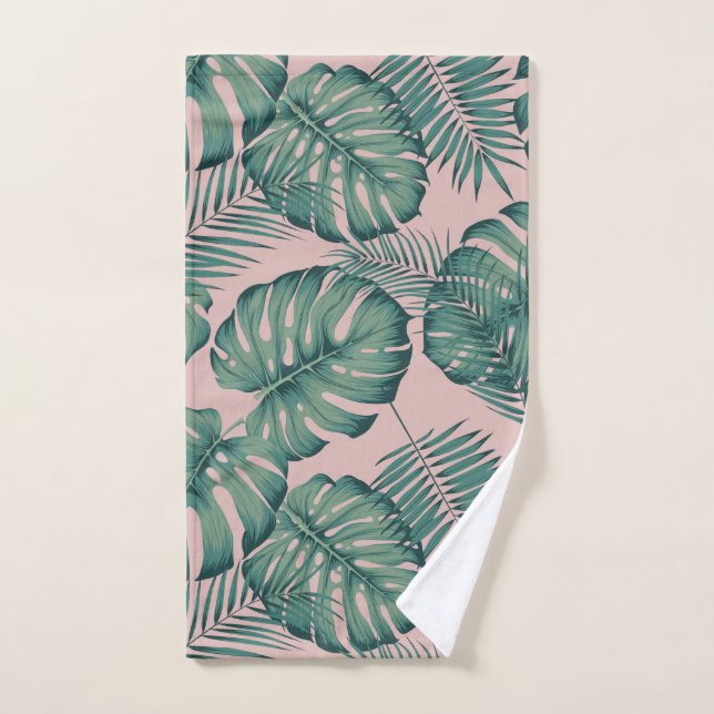 Elefantenblattdruck rosa handtuch (Handtuch)