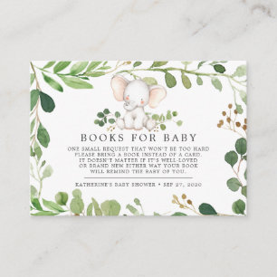 Elefantenbücher für Babyduschkarte Begleitkarte