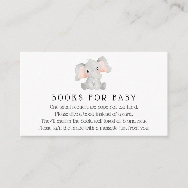 Elefantenbücher für die Babyverpackungskarte Begleitkarte (Vorderseite)