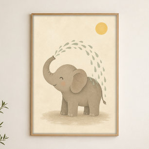 Elefantendusche Wasserfarbe Whimsical Art Poster