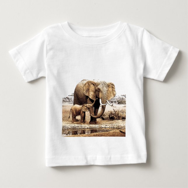 Elefantenfamilie Baby T-shirt (Vorderseite)