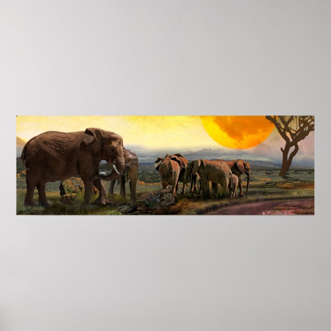 Elefantenfamilie "Die Anleihen der Krawatte" Poster (Vorne)