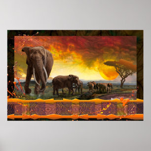 Elefantenfamilie "Die Anleihen der Krawatte" Poster