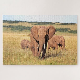 Elefantenfamilie im Gebüsch Puzzle