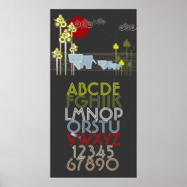 Elefantenfamilie in den waldreichen Alphabeten & Z Poster