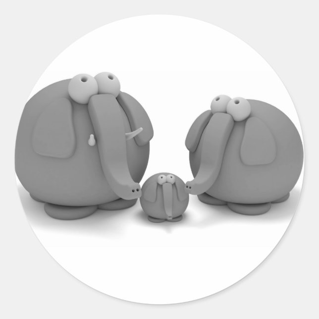 Elefantenfamilie Runder Aufkleber (Vorderseite)