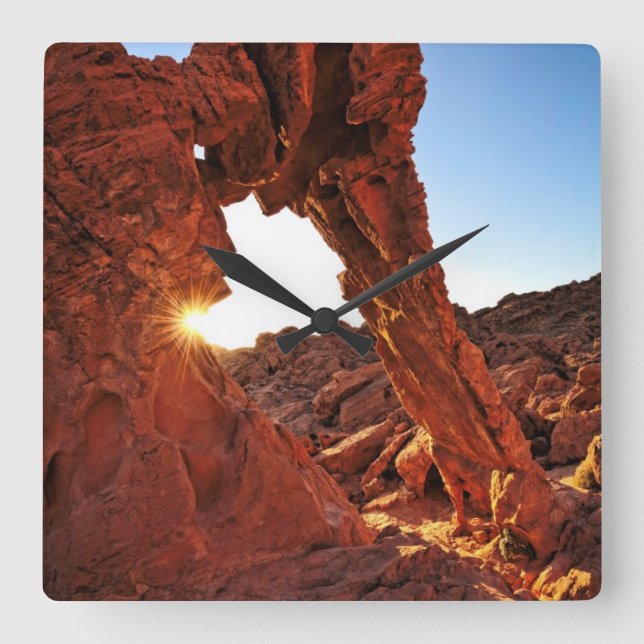 Elefantenfelsen im Feuertal Quadratische Wanduhr (Vorderseite)