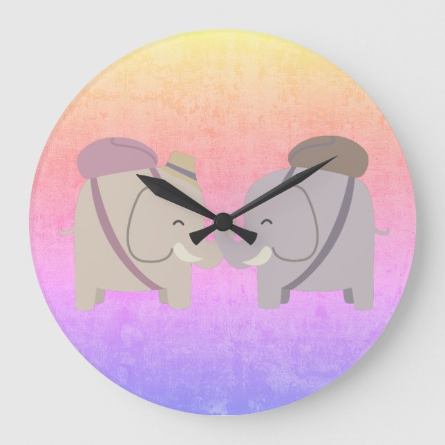 Elefantenfreunde Große Wanduhr (Vorderseite)