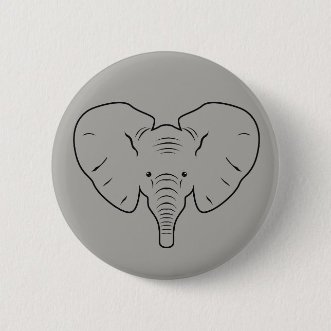 Elefantengesicht-Silhouette Button (Vorderseite)