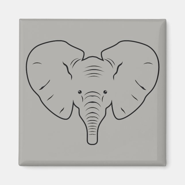 Elefantengesicht-Silhouette Magnet (Vorne)