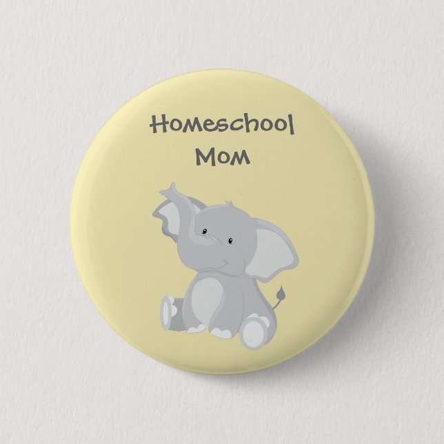 Elefantengrafische Homeschool-Mama Button (Vorderseite)