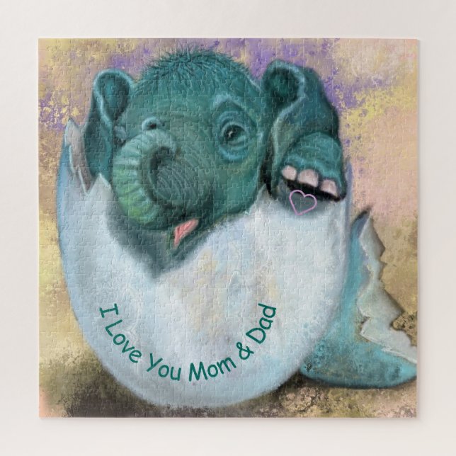 Elefantenhagel von Ei - I Liebe Sie MAMA & VATER Puzzle (Vertikal)