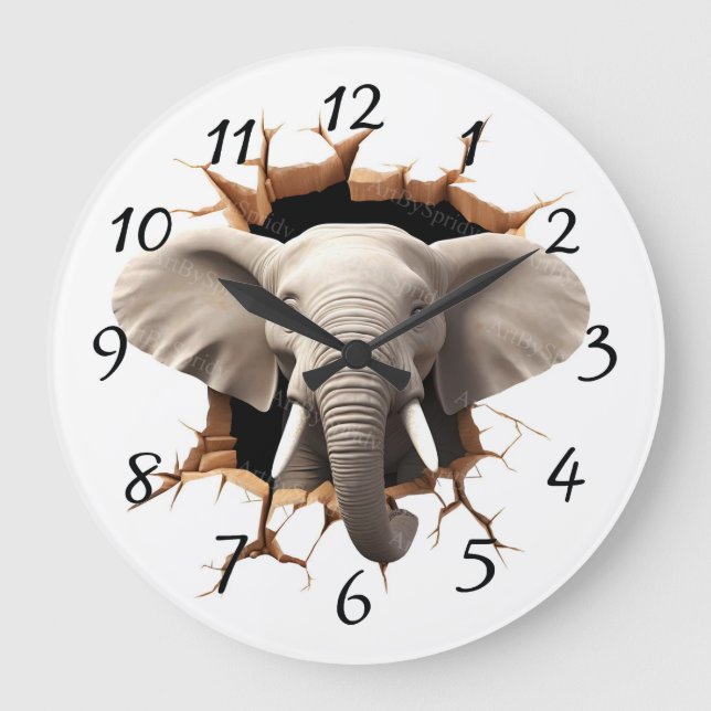 Elefantenhintergrund ausschneiden große wanduhr (Vorderseite)
