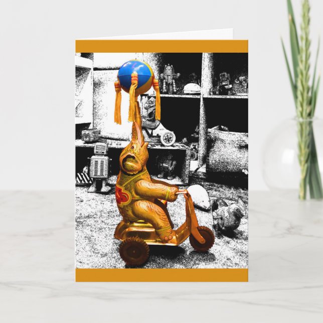 Elefantenkarte des verzauberten Vintagen Spielzeug Karte (Vorderseite)