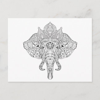 Elefantenkopf Inspiriert Doodle Postkarte