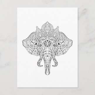Elefantenkopf Inspiriert Doodle Postkarte