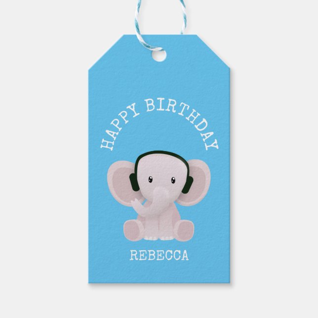 Elefantenmusik Geschenkanhänger (Vorderseite)