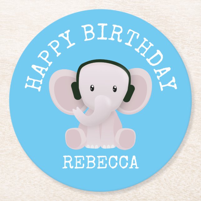 Elefantenmusik Runder Pappuntersetzer (Vorderseite)