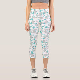 Elefantenmuster, Niedliche Elefanten - Blau grau Capri Leggings