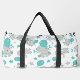 Elefantenmuster, Niedliche Elefanten - Blau grau Duffle Bag