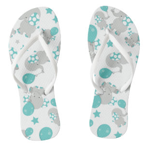 Elefantenmuster, Niedliche Elefanten - Blau grau Flip Flops