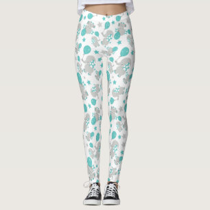 Elefantenmuster, Niedliche Elefanten - Blau grau Leggings