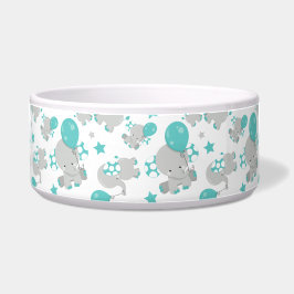 Elefantenmuster, Niedliche Elefanten - Blau grau Napf