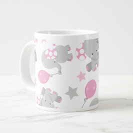 Elefantenmuster, Niedliche Elefanten - rosa grau Jumbo-Tasse