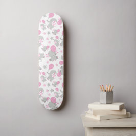 Elefantenmuster, Niedliche Elefanten - rosa grau Skateboard