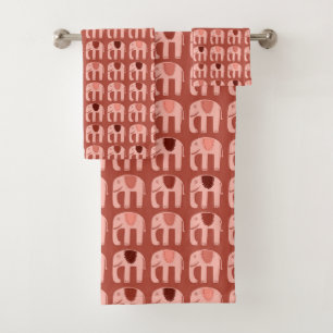 Elefantenmuster Rosa Badhandtuch Set