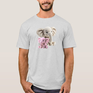 Elefantenmutter und ihr rosa Elefantenbaby. T-Shirt