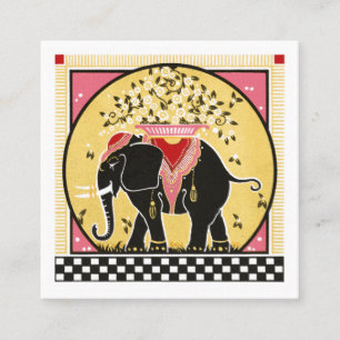 Elefantenparade in Gelb Quadratische Visitenkarte